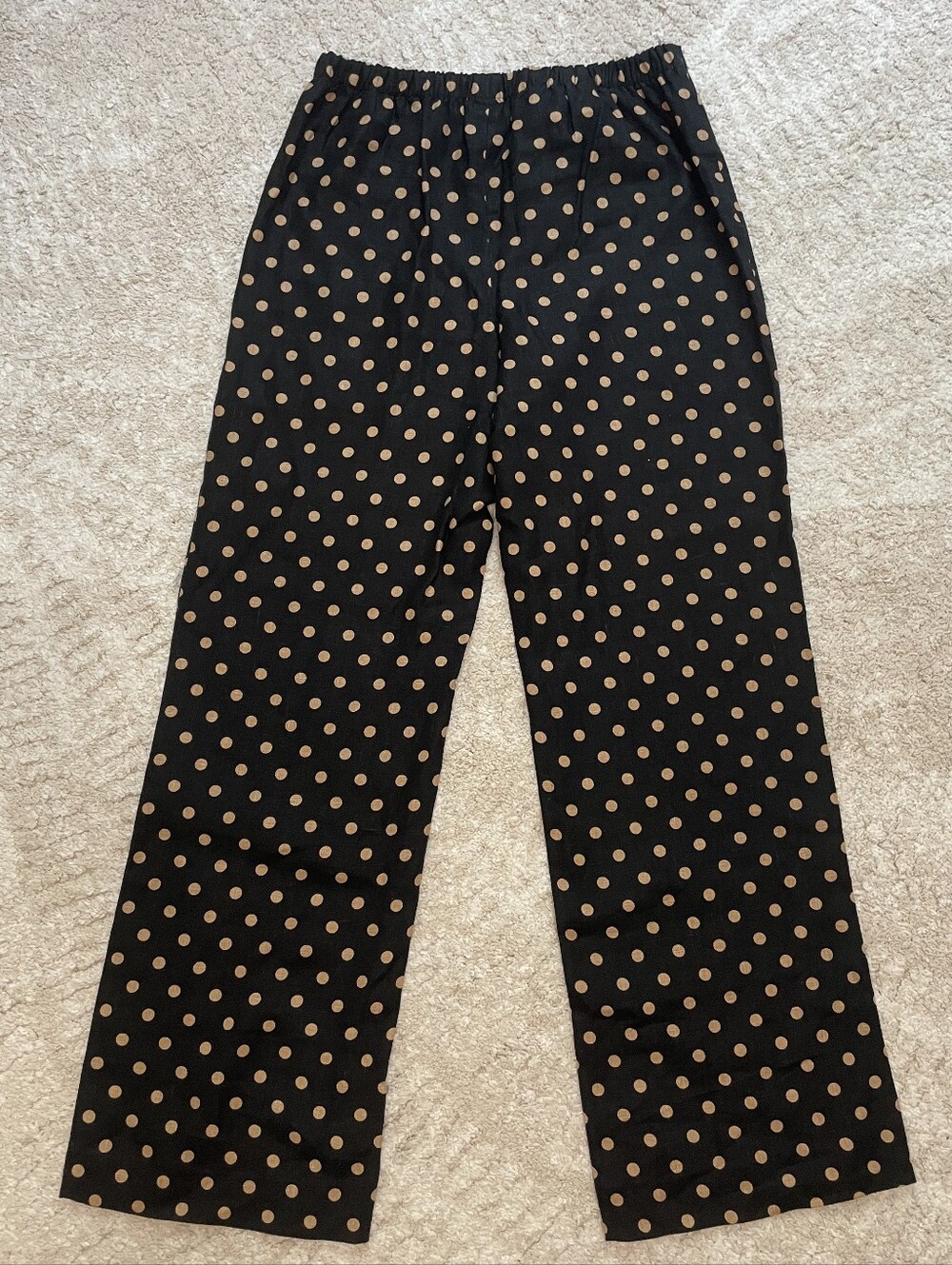Reformation 100% Linen Black Wide Leg Pants with Gold Polka Dots Size S - Picture 3 of 9